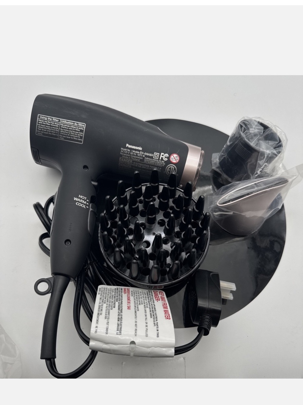 Panasonic Nanoe Hair Dryer with Oscillating Quick-Dry Nozzle - Rose Gold/Black